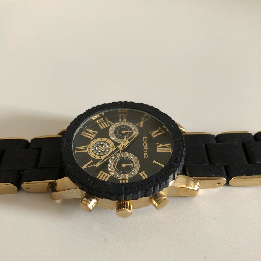Bebe chronograph black silicone wrapped watch